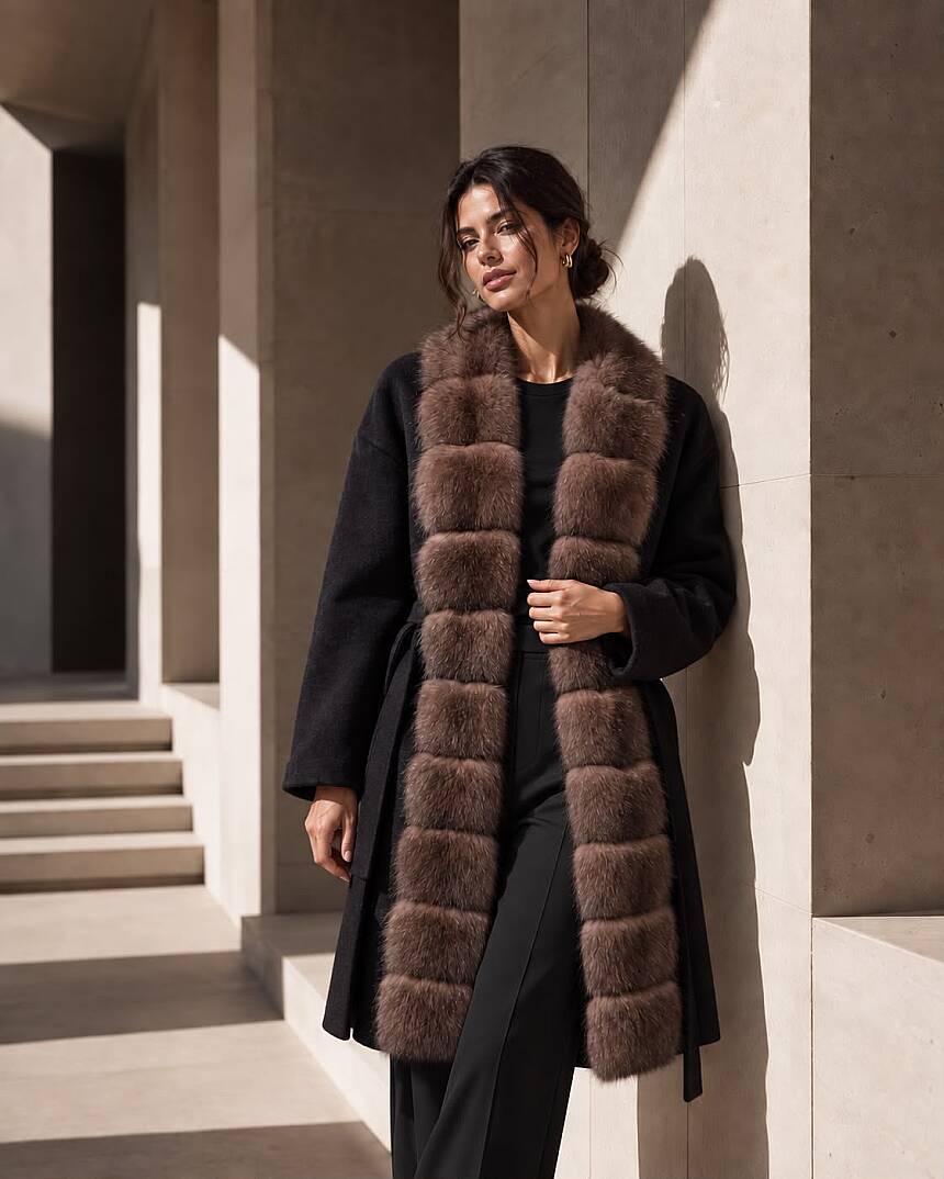 Velour Fur Coat - 1
